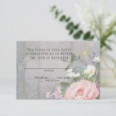 RSVP Respons  Rustic Painted Floral Peony Kaartje (Staand voorkant)