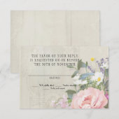 RSVP Respons  Rustic Shiplap Floral Peony (Voorkant / Achterkant)