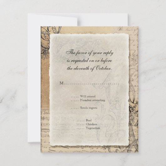 RSVP-respons voor antieke pacten uitnodigen RSVP Kaartje (Achterkant)