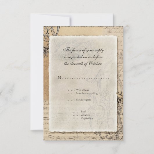 RSVP-respons voor antieke pacten uitnodigen RSVP Kaartje (Achterkant)