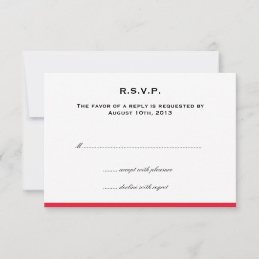 Rsvp-respons voor rode bruiloft in kleur RSVP kaartje (Voorkant)