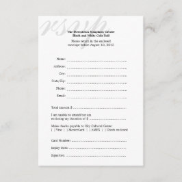 RSVP-respons voor zwarte en witte gala ball corpor RSVP Kaartje