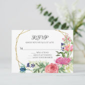 RSVP Respons Waterverf Bloemblauw Roze Varens (Staand voorkant)