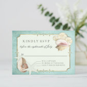 RSVP Respons Zomstrand Shore Weddenschap Kaartje (Staand voorkant)