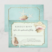 RSVP Respons Zomstrand Shore Weddenschap Kaartje (Voorkant / Achterkant)