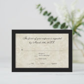 RSVP-respons, zwart-wit cirkelapparaat Damask RSVP Kaartje (Staand voorkant)