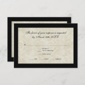 RSVP-respons, zwart-wit cirkelapparaat Damask RSVP Kaartje (Voorkant / Achterkant)