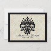 RSVP-respons, zwart-wit cirkelapparaat Damask RSVP Kaartje (Achterkant)