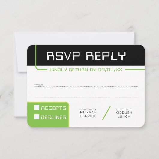 RSVP RESPONSE 1 moderne gamer zwart groen Kaart (Voorkant)