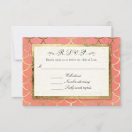 RSVP Response Art Deco Shell Gold Plechtige bruilo Kaartje