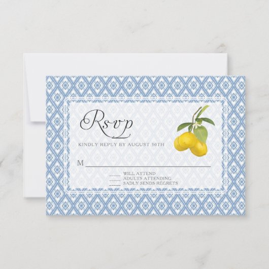RSVP Response BOHO Rustic Lemon Trellis Floral Art (Voorkant)