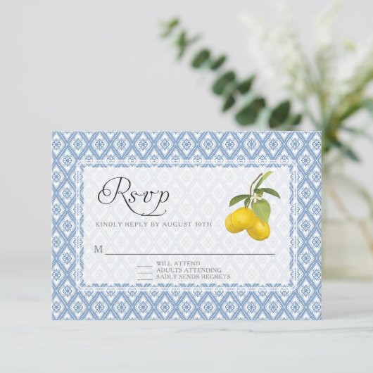 RSVP Response BOHO Rustic Lemon Trellis Floral Art (Staand voorkant)
