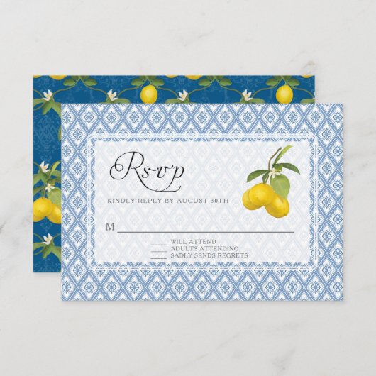 RSVP Response BOHO Rustic Lemon Trellis Floral Art (Voorkant / Achterkant)