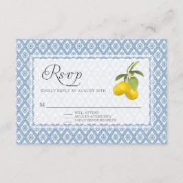 RSVP Response BOHO Rustic Lemon Trellis Floral Art Kaartje