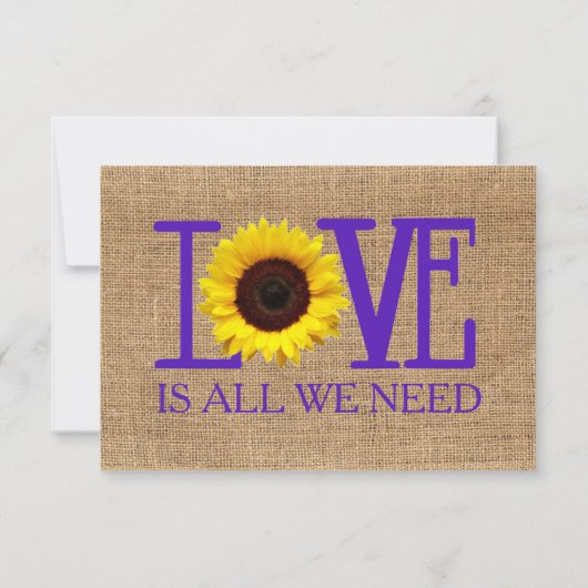 RSVP Response Burlap en Sunflower Paars (Achterkant)