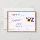 RSVP Response Burlap en Sunflower Paars Kaartje (Voorkant)