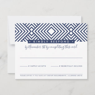 RSVP RESPONSE CARD modern geo eenvoudig marineblau