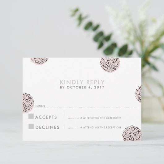 RSVP RESPONSE chic minimalistische mini dot roze Kaartje (Staand voorkant)