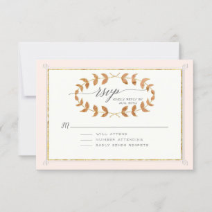 RSVP Response Copper Roos Gold Laurel Leaf Wreater Kaartje