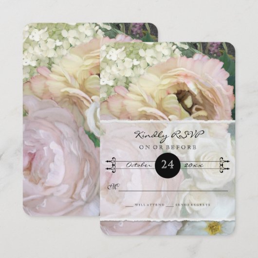 RSVP Response French Flower Market Peony Hydrangea (Voorkant / Achterkant)