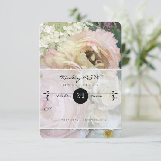 RSVP Response French Flower Market Peony Hydrangea (Staand voorkant)