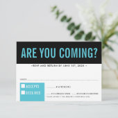 RSVP RESPONSE fun bold block zwart turquoise blauw (Staand voorkant)