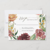 RSVP Response Herfst Chrysanthemum Blush Rozen Kaart (Voorkant)