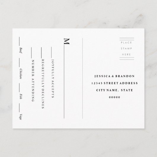 RSVP Response Kaart Aangepaste kleur Post Kaart (Achterkant)