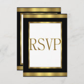 RSVP Response Kaart Black Gold White All Events (Voorkant / Achterkant)
