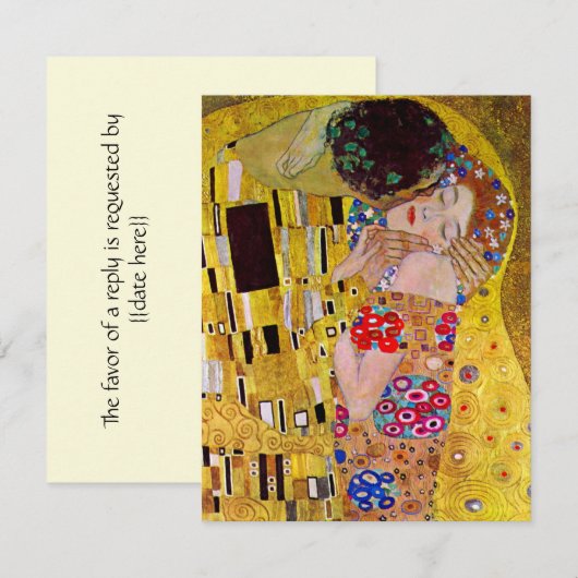 RSVP Response Kaart; de Kus van Gustav Klimt (Voorkant / Achterkant)
