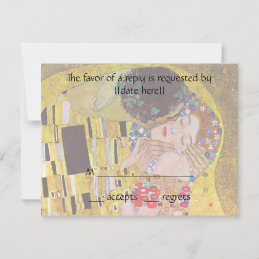 RSVP Response Kaart; de Kus van Gustav Klimt (Achterkant)