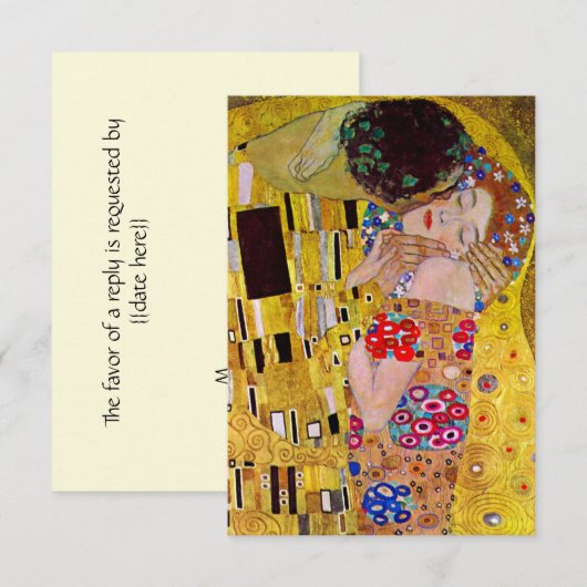 RSVP Response Kaart; de Kus van Gustav Klimt Kaartje (Voorkant / Achterkant)