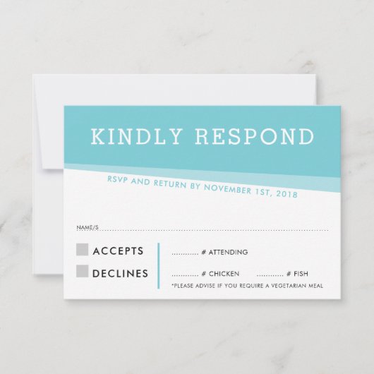 RSVP RESPONSE KAART eenvoudig modern turquoise (Voorkant)