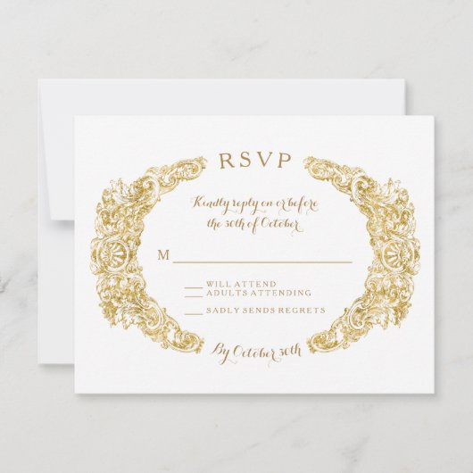 RSVP Response Kaart gegraveerd Floral Acanthus Lea (Voorkant)