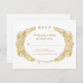 RSVP Response Kaart gegraveerd Floral Acanthus Lea (Voorkant / Achterkant)