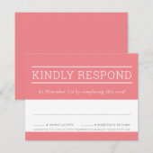 RSVP RESPONSE KAART modern type koraal roze (Voorkant / Achterkant)