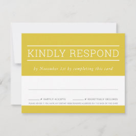 RSVP RESPONSE KAART modern type mosterd geel
