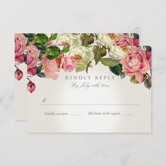 RSVP Response Kaart MODERN Typografie Roos (Voorkant / Achterkant)