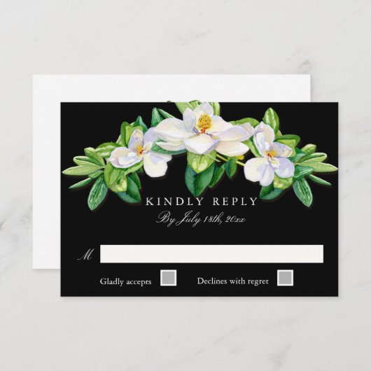 RSVP Response Kaart MODERNE Typografie Magnolia (Voorkant / Achterkant)