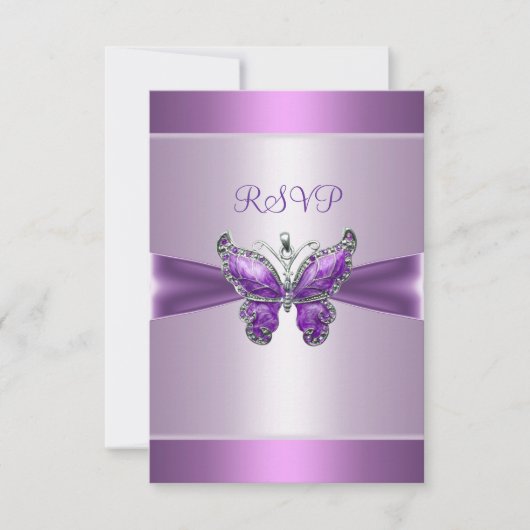 RSVP Response Kaart Paarse Mauve Butterfly (Voorkant)