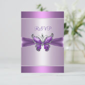 RSVP Response Kaart Paarse Mauve Butterfly (Staand voorkant)