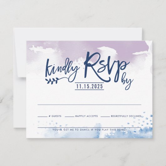 RSVP RESPONSE KAART  PAARSE WATERVERF (Voorkant)