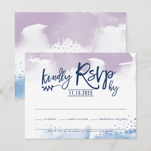RSVP RESPONSE KAART  PAARSE WATERVERF (Voorkant / Achterkant)