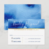RSVP RESPONSE KAART smart blue waterverf (Voorkant / Achterkant)