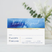 RSVP RESPONSE KAART stijlvolle blauw waterverf (Staand voorkant)