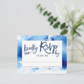 RSVP RESPONSE KAART stijlvolle marineblauwe waterv (Staand voorkant)