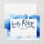 RSVP RESPONSE KAART stijlvolle marineblauwe waterv (Voorkant / Achterkant)
