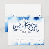 RSVP RESPONSE KAART stijlvolle marineblauwe waterv (Voorkant / Achterkant)