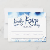 RSVP RESPONSE KAART stijlvolle marineblauwe waterv (Voorkant)