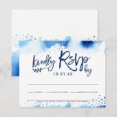 RSVP RESPONSE KAART stijlvolle marineblauwe waterv (Voorkant / Achterkant)